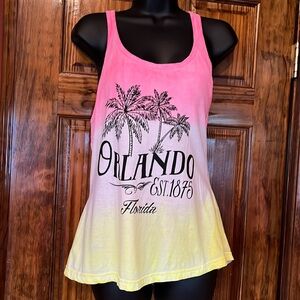 Pink White & yellow Racer Back Flowy Tank